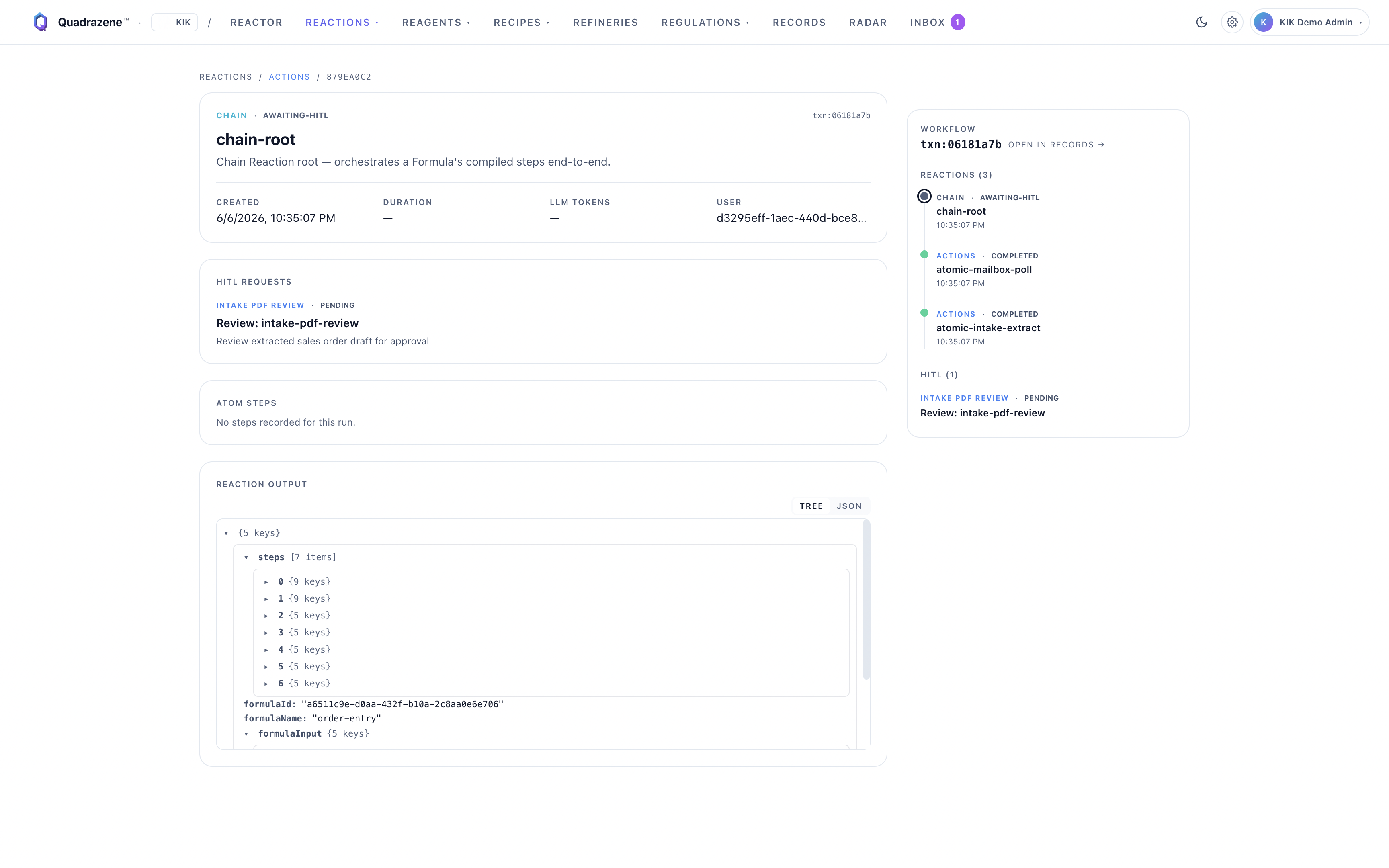 chain-root AWAITING-HITL — HITL REQUEST: intake-pdf-review PENDING.